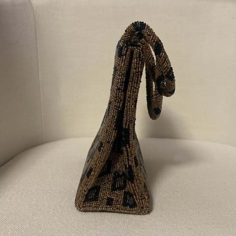 Leopard Print Beaded Mini Handbag - Picture 2 of 5